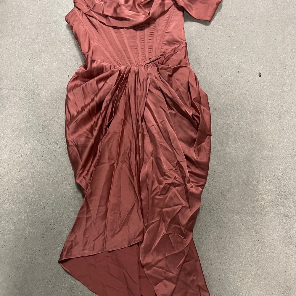 House of CB One Shoulder Rust Dress